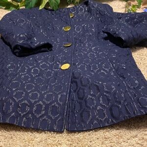 Merona fully lined navy with gold toned buttons.